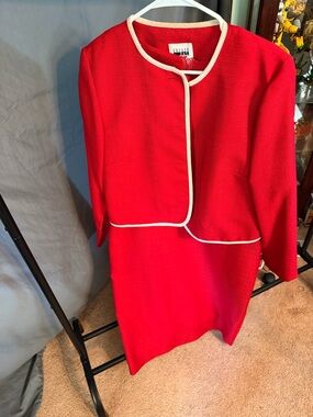 Leslie Fay Red Jacket with Cream Trim
